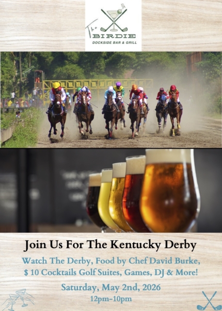 Join Us For The Kentucky Derby Watch The Derby, Food by Chef David Burke, $ 10 Cocktails Golf Suites, Games, DJ & More! Saturday, May 2nd, 2026 12pm-10pm